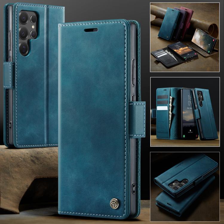 For Samsung Galaxy S25 Ultra 5G CaseMe 033 Calf Leather Lining Microfibre RFID Blocking Phone Case