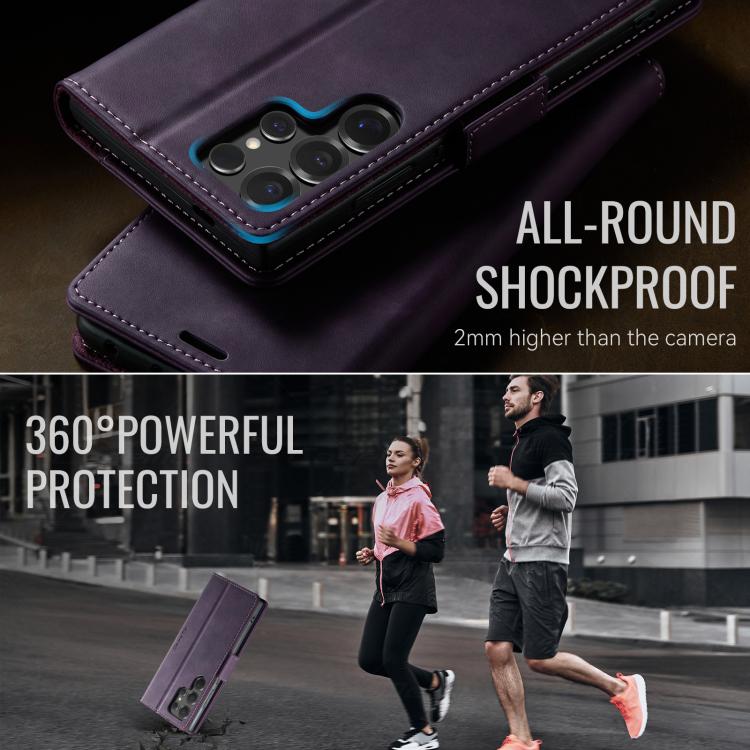For Samsung Galaxy S25 Ultra 5G CaseMe 033 Calf Leather Lining Microfibre RFID Blocking Phone Case