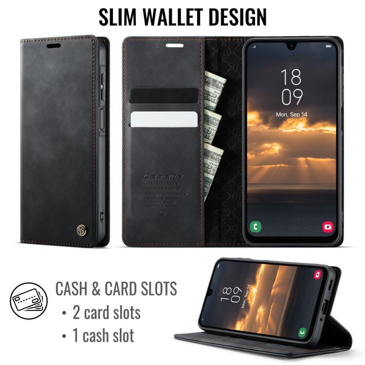 For Samsung Galaxy A16 5G CaseMe 033 Calf Leather Lining Microfibre RFID Blocking Phone Case