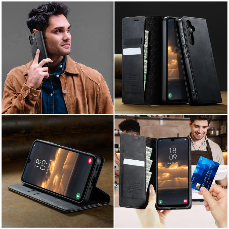 For Samsung Galaxy A16 5G CaseMe 033 Calf Leather Lining Microfibre RFID Blocking Phone Case