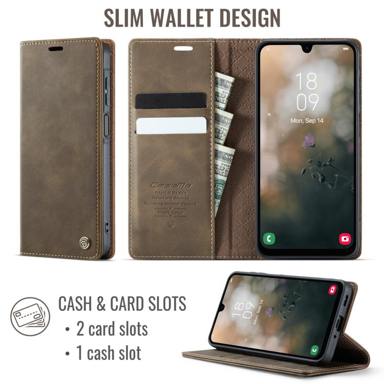 For Samsung Galaxy A16 5G CaseMe 033 Calf Leather Lining Microfibre RFID Blocking Phone Case