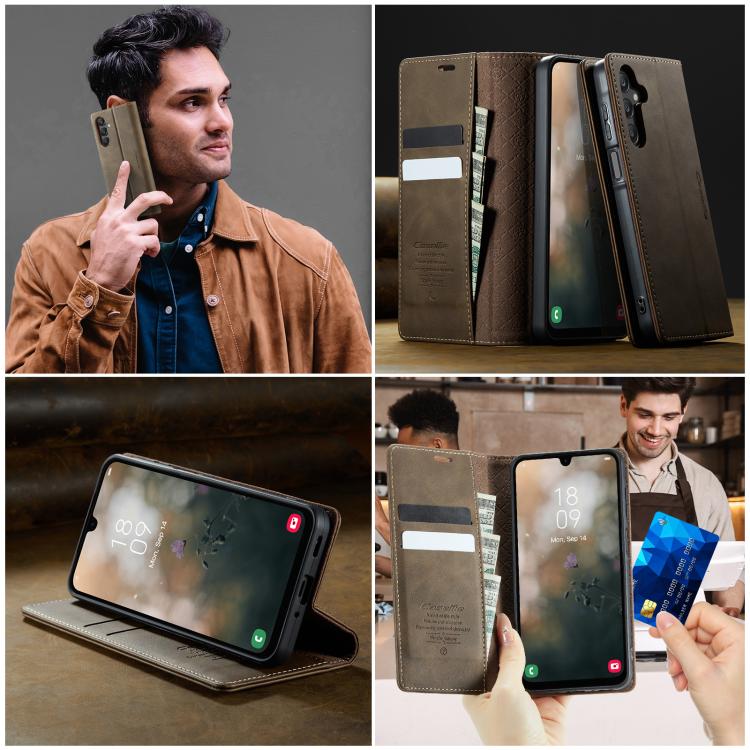 For Samsung Galaxy A16 5G CaseMe 033 Calf Leather Lining Microfibre RFID Blocking Phone Case