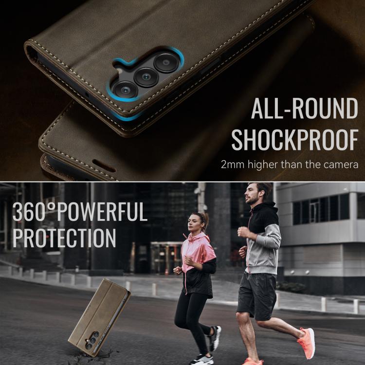 For Samsung Galaxy A16 5G CaseMe 033 Calf Leather Lining Microfibre RFID Blocking Phone Case