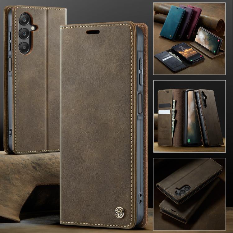 For Samsung Galaxy A16 5G CaseMe 033 Calf Leather Lining Microfibre RFID Blocking Phone Case