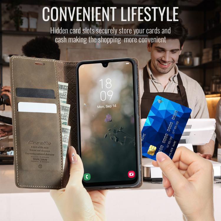 For Samsung Galaxy A16 5G CaseMe 033 Calf Leather Lining Microfibre RFID Blocking Phone Case