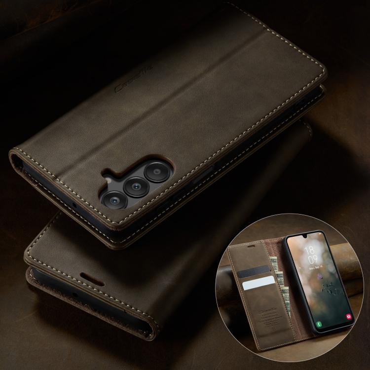 For Samsung Galaxy A16 5G CaseMe 033 Calf Leather Lining Microfibre RFID Blocking Phone Case