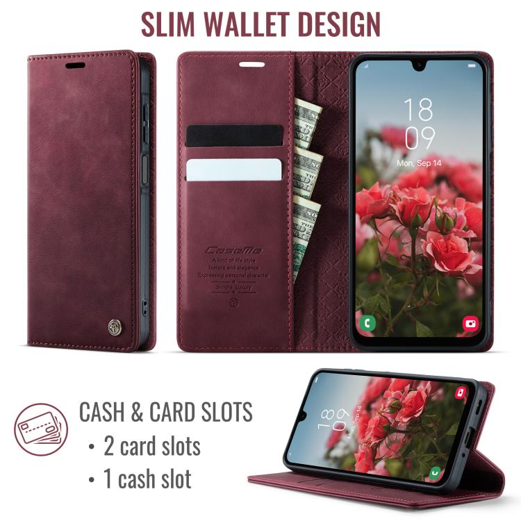 For Samsung Galaxy A16 5G CaseMe 033 Calf Leather Lining Microfibre RFID Blocking Phone Case
