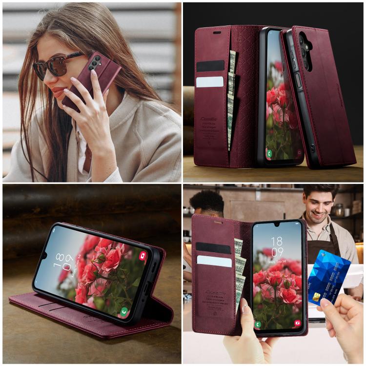 For Samsung Galaxy A16 5G CaseMe 033 Calf Leather Lining Microfibre RFID Blocking Phone Case