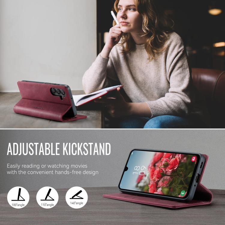 For Samsung Galaxy A16 5G CaseMe 033 Calf Leather Lining Microfibre RFID Blocking Phone Case