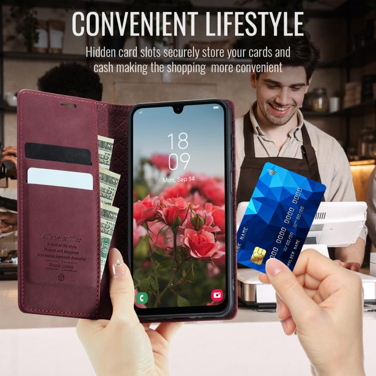 For Samsung Galaxy A16 5G CaseMe 033 Calf Leather Lining Microfibre RFID Blocking Phone Case