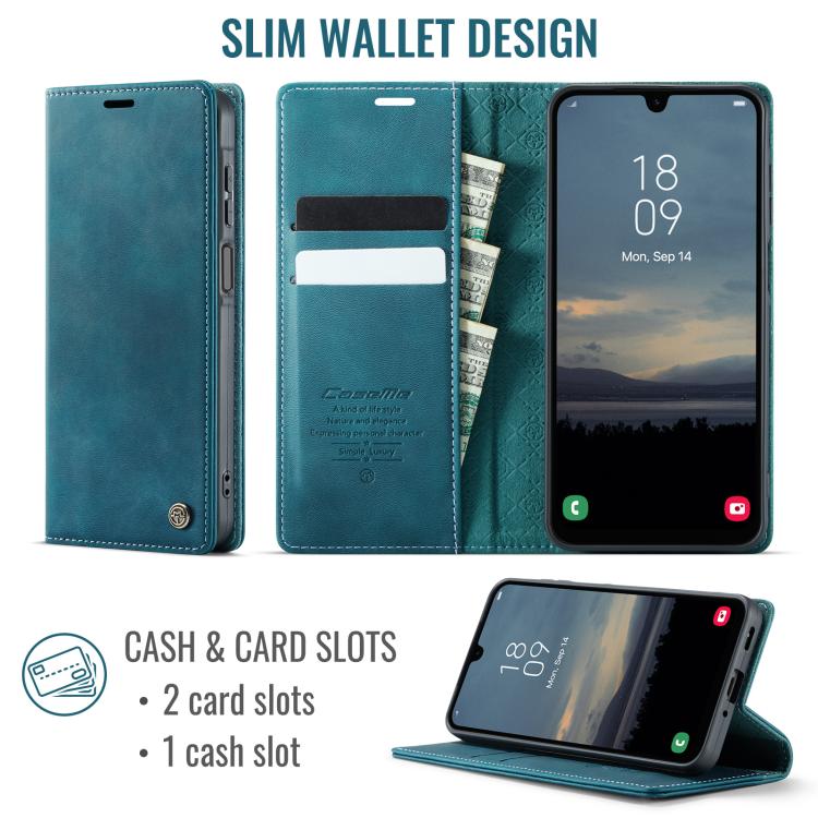 For Samsung Galaxy A16 5G CaseMe 033 Calf Leather Lining Microfibre RFID Blocking Phone Case