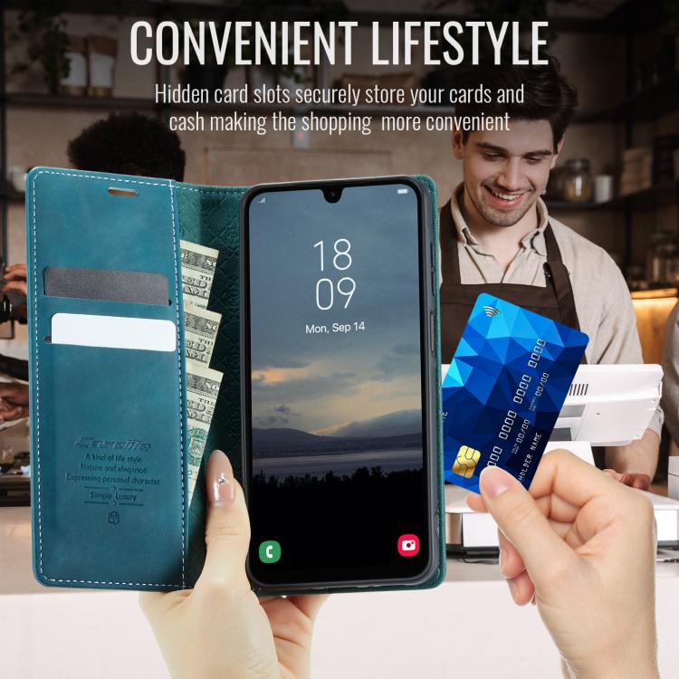 For Samsung Galaxy A16 5G CaseMe 033 Calf Leather Lining Microfibre RFID Blocking Phone Case