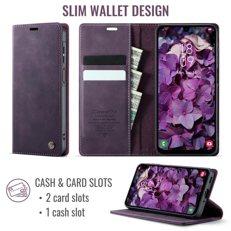 For Samsung Galaxy A16 5G CaseMe 033 Calf Leather Lining Microfibre RFID Blocking Phone Case