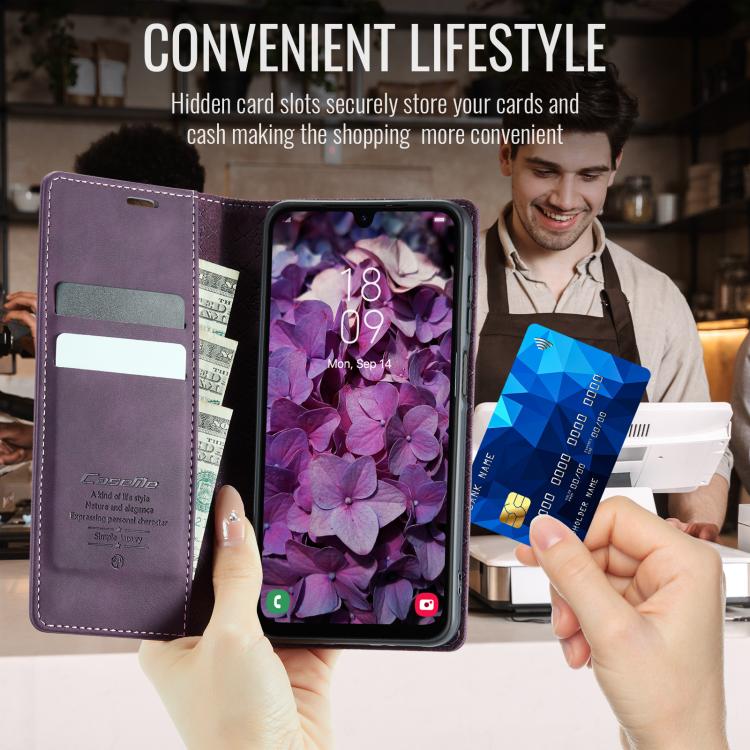 For Samsung Galaxy A16 5G CaseMe 033 Calf Leather Lining Microfibre RFID Blocking Phone Case