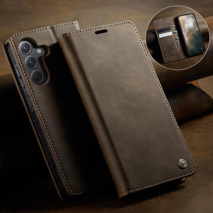 For Samsung Galaxy A35 5G CaseMe 033 Calf Leather Lining Microfibre RFID Blocking Phone Case