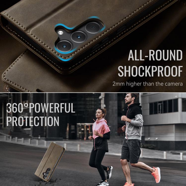 For Samsung Galaxy A35 5G CaseMe 033 Calf Leather Lining Microfibre RFID Blocking Phone Case