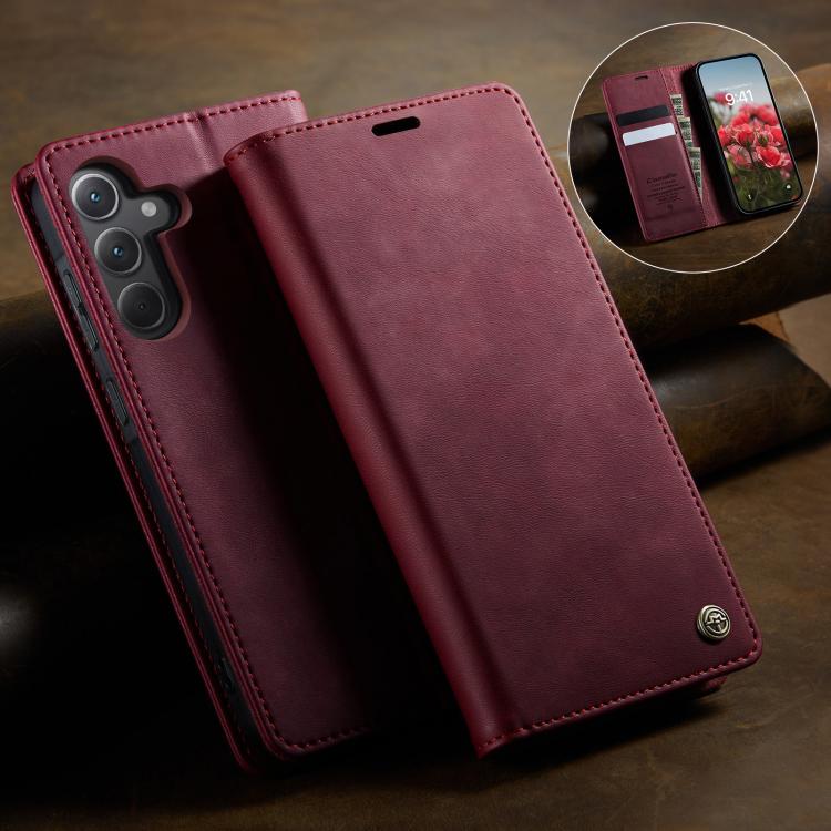 For Samsung Galaxy A35 5G CaseMe 033 Calf Leather Lining Microfibre RFID Blocking Phone Case