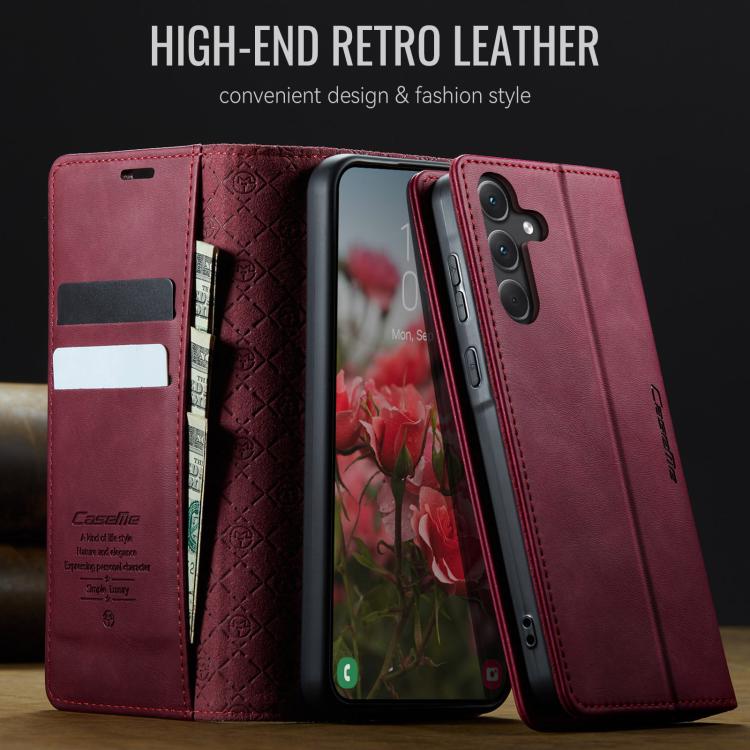 For Samsung Galaxy A35 5G CaseMe 033 Calf Leather Lining Microfibre RFID Blocking Phone Case