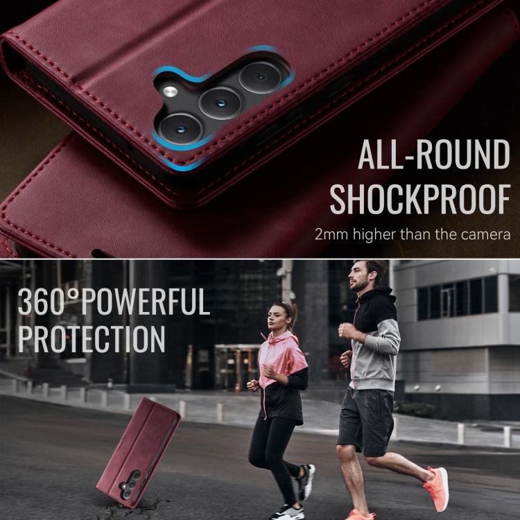 For Samsung Galaxy A35 5G CaseMe 033 Calf Leather Lining Microfibre RFID Blocking Phone Case