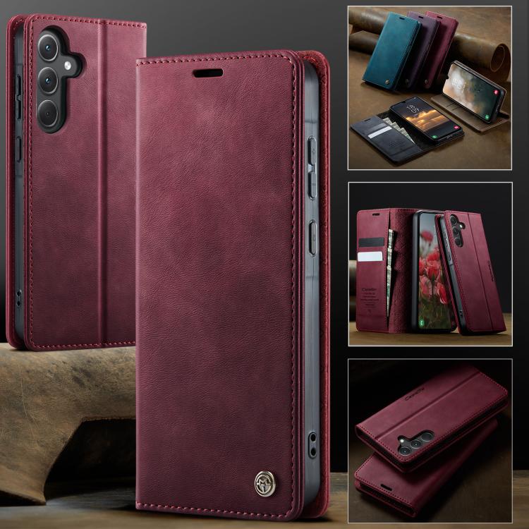 For Samsung Galaxy A35 5G CaseMe 033 Calf Leather Lining Microfibre RFID Blocking Phone Case