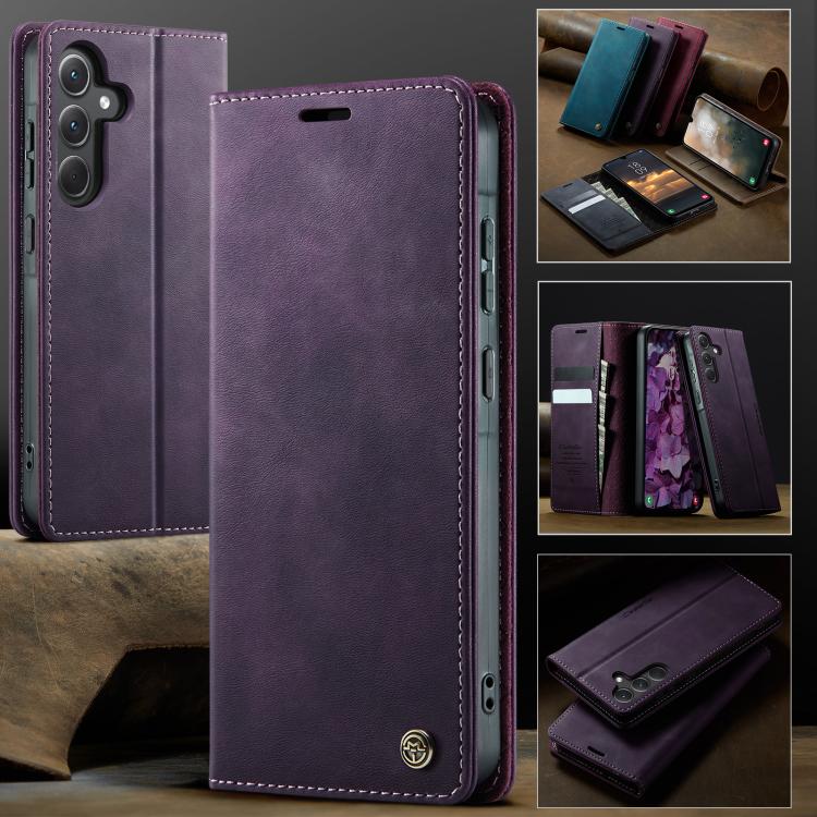 For Samsung Galaxy A35 5G CaseMe 033 Calf Leather Lining Microfibre RFID Blocking Phone Case