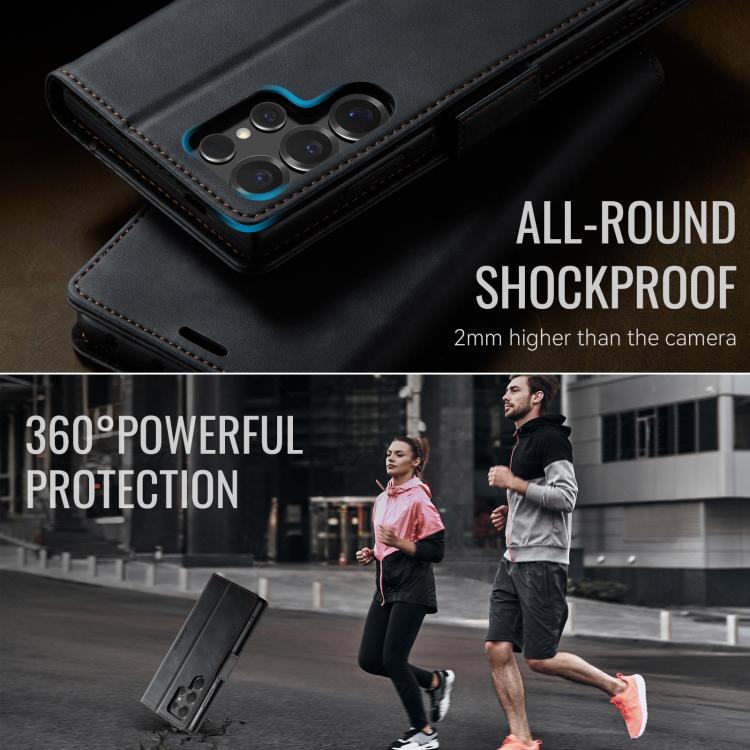 For Samsung Galaxy S24 Ultra 5G CaseMe 033 Calf Leather Lining Microfibre RFID Blocking Phone Case