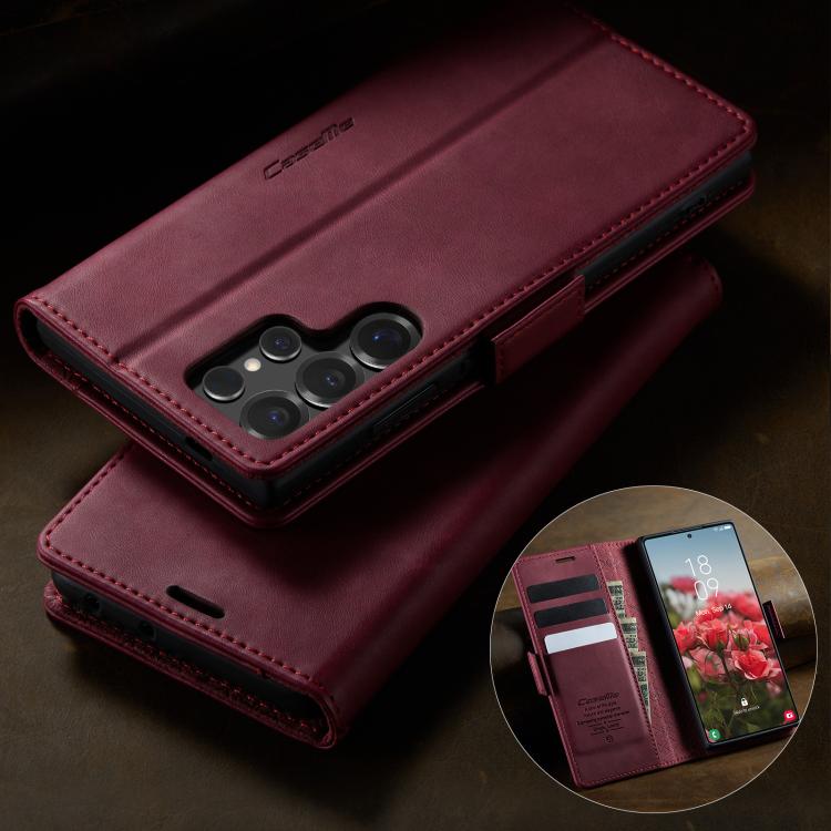 For Samsung Galaxy S24 Ultra 5G CaseMe 033 Calf Leather Lining Microfibre RFID Blocking Phone Case