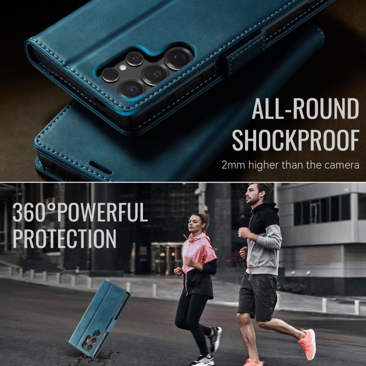 For Samsung Galaxy S24 Ultra 5G CaseMe 033 Calf Leather Lining Microfibre RFID Blocking Phone Case