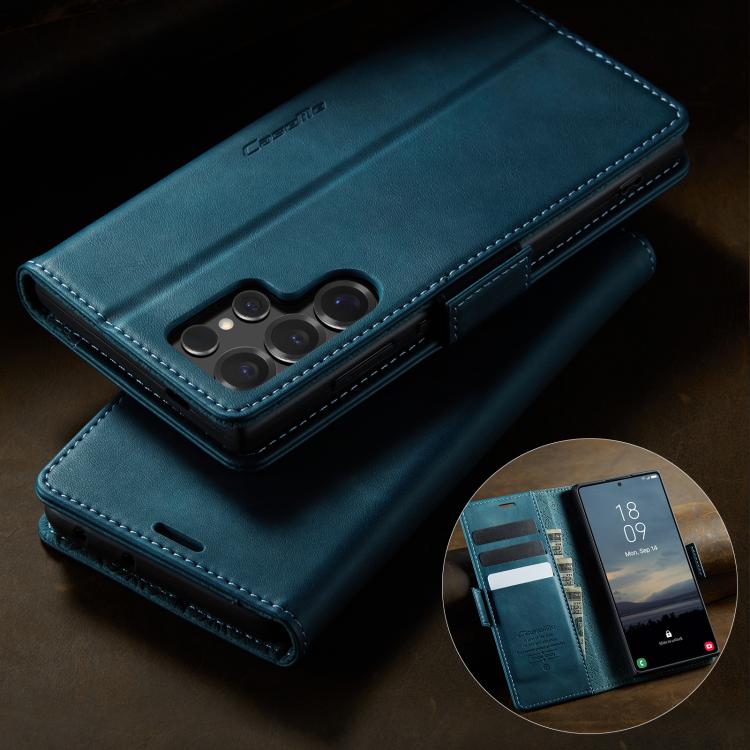 For Samsung Galaxy S24 Ultra 5G CaseMe 033 Calf Leather Lining Microfibre RFID Blocking Phone Case