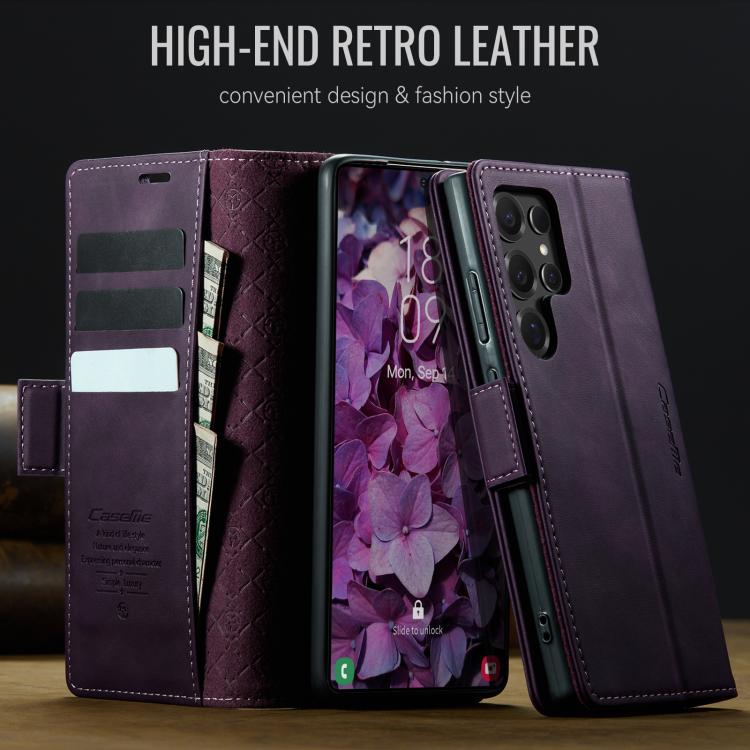 For Samsung Galaxy S24 Ultra 5G CaseMe 033 Calf Leather Lining Microfibre RFID Blocking Phone Case