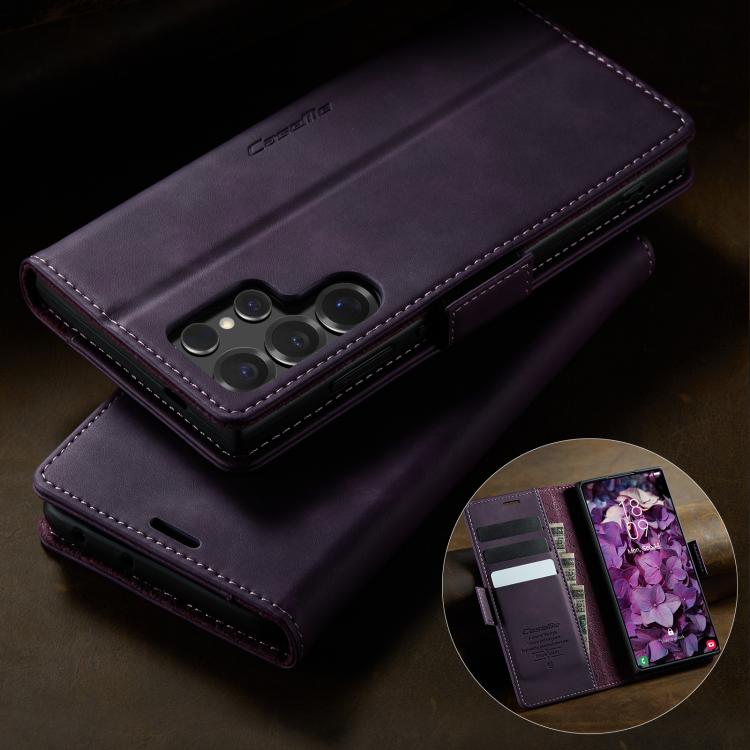 For Samsung Galaxy S24 Ultra 5G CaseMe 033 Calf Leather Lining Microfibre RFID Blocking Phone Case
