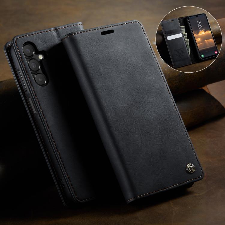 For Samsung Galaxy A15 CaseMe 033 Calf Leather Lining Microfibre RFID Blocking Phone Case