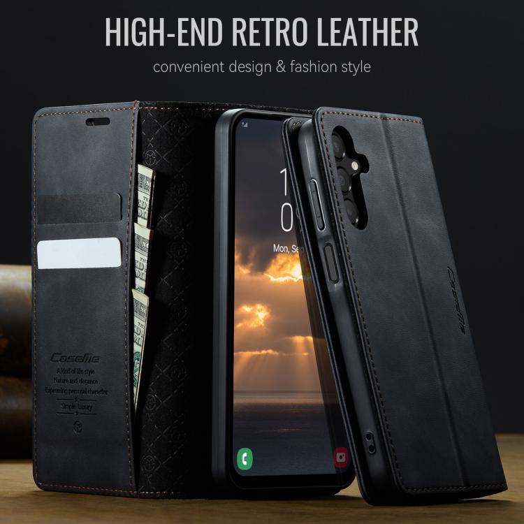 For Samsung Galaxy A15 CaseMe 033 Calf Leather Lining Microfibre RFID Blocking Phone Case