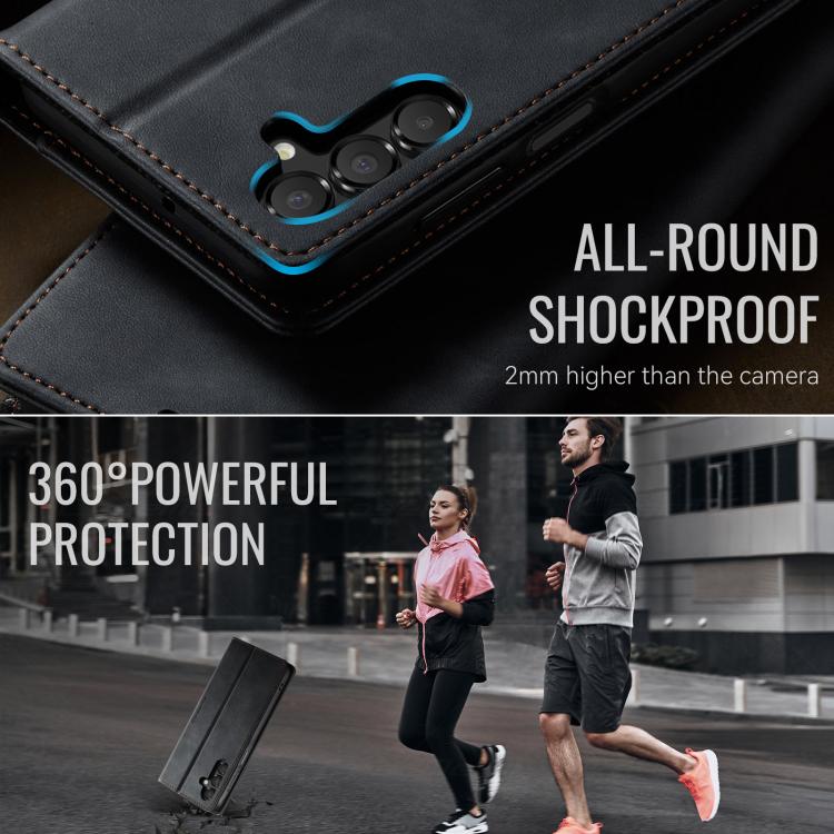 For Samsung Galaxy A15 CaseMe 033 Calf Leather Lining Microfibre RFID Blocking Phone Case