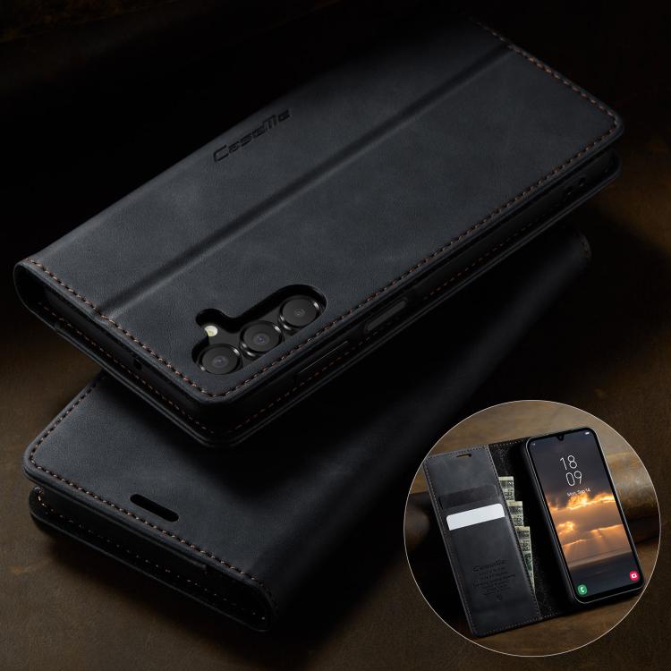 For Samsung Galaxy A15 CaseMe 033 Calf Leather Lining Microfibre RFID Blocking Phone Case