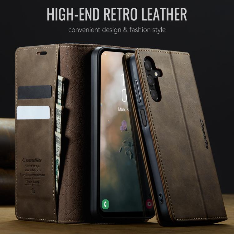 For Samsung Galaxy A15 CaseMe 033 Calf Leather Lining Microfibre RFID Blocking Phone Case