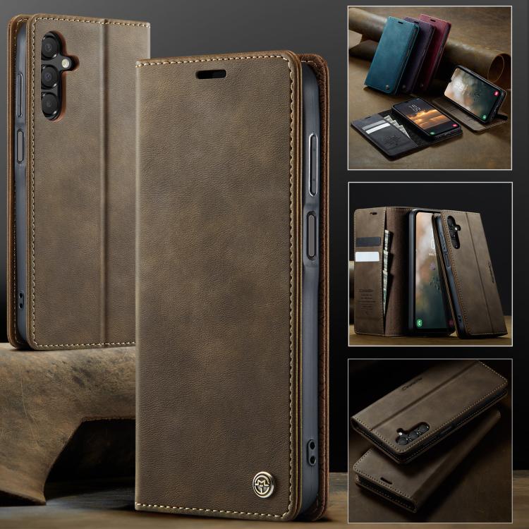 For Samsung Galaxy A15 CaseMe 033 Calf Leather Lining Microfibre RFID Blocking Phone Case