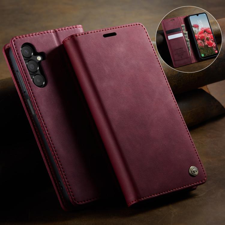 For Samsung Galaxy A15 CaseMe 033 Calf Leather Lining Microfibre RFID Blocking Phone Case