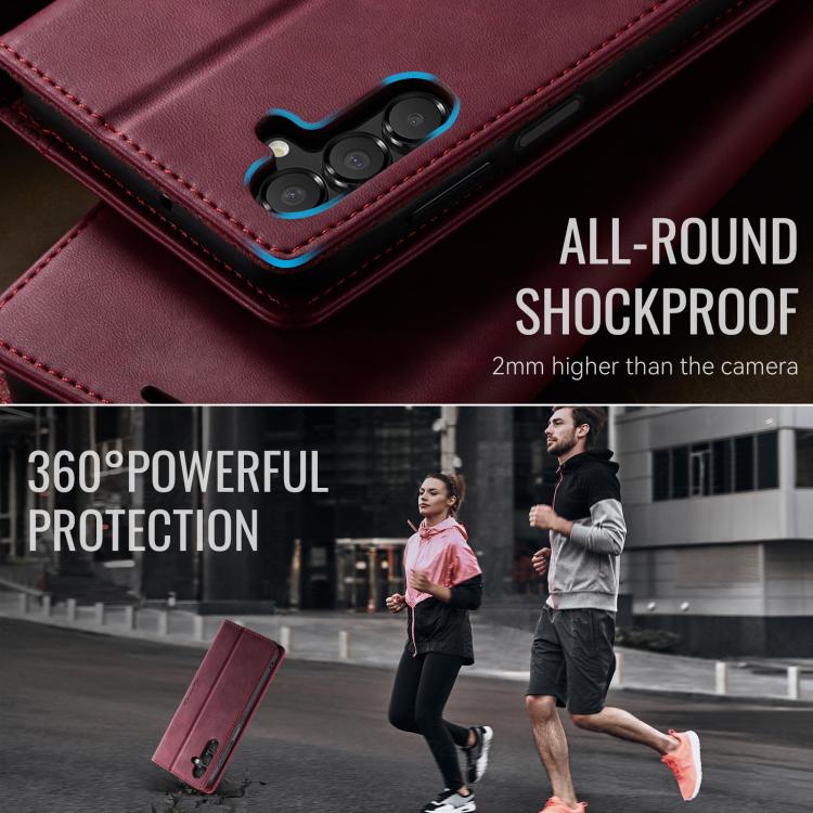 For Samsung Galaxy A15 CaseMe 033 Calf Leather Lining Microfibre RFID Blocking Phone Case