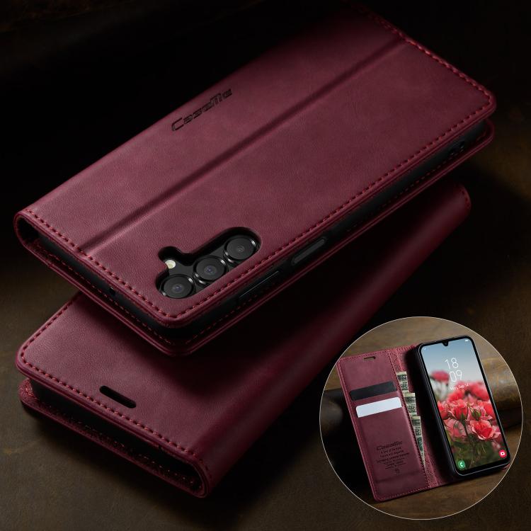 For Samsung Galaxy A15 CaseMe 033 Calf Leather Lining Microfibre RFID Blocking Phone Case