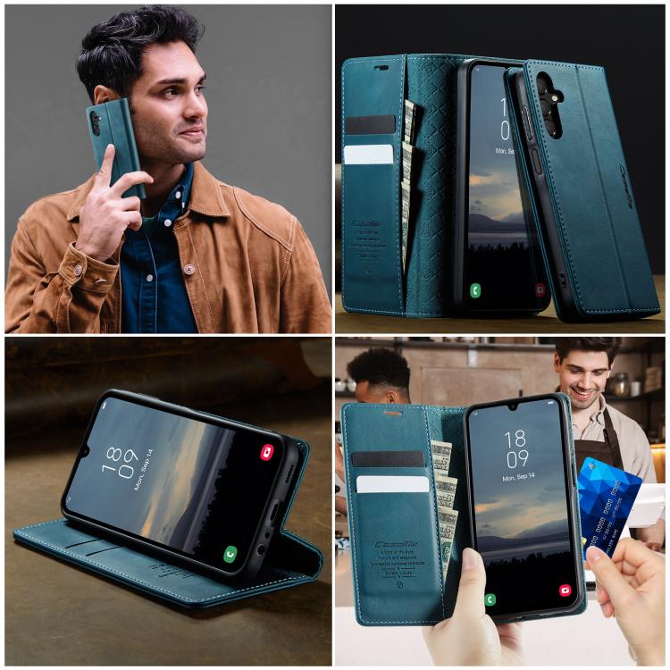 For Samsung Galaxy A15 CaseMe 033 Calf Leather Lining Microfibre RFID Blocking Phone Case
