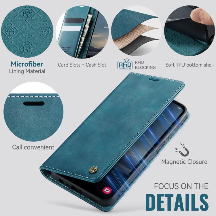For Samsung Galaxy A15 CaseMe 033 Calf Leather Lining Microfibre RFID Blocking Phone Case
