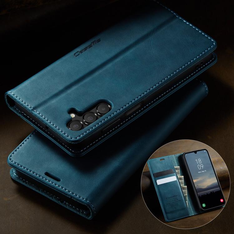 For Samsung Galaxy A15 CaseMe 033 Calf Leather Lining Microfibre RFID Blocking Phone Case
