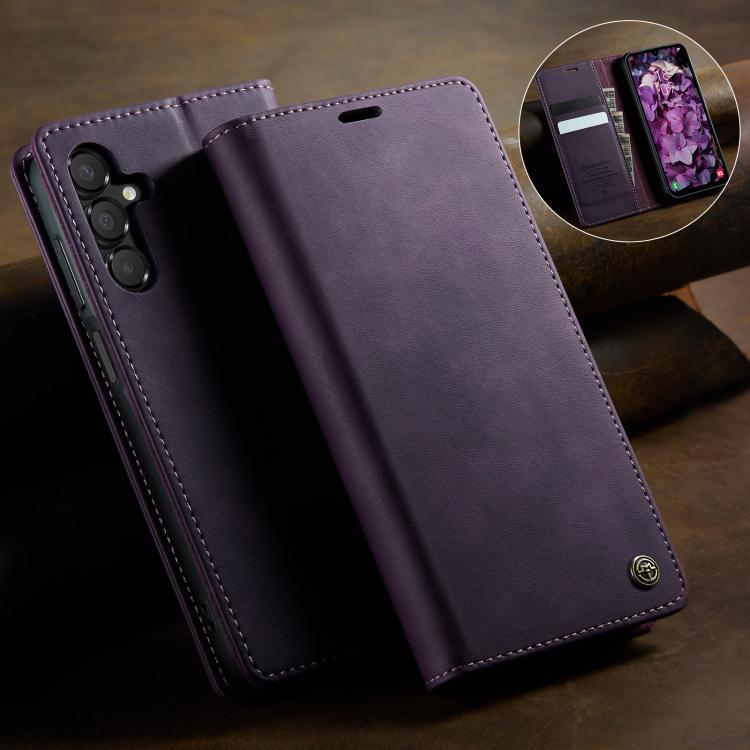 For Samsung Galaxy A15 CaseMe 033 Calf Leather Lining Microfibre RFID Blocking Phone Case