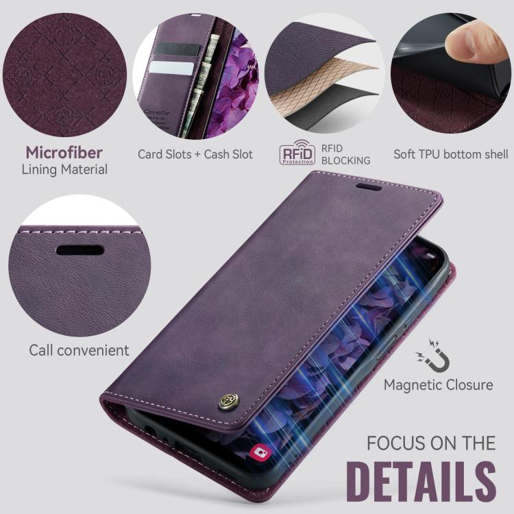 For Samsung Galaxy A15 CaseMe 033 Calf Leather Lining Microfibre RFID Blocking Phone Case