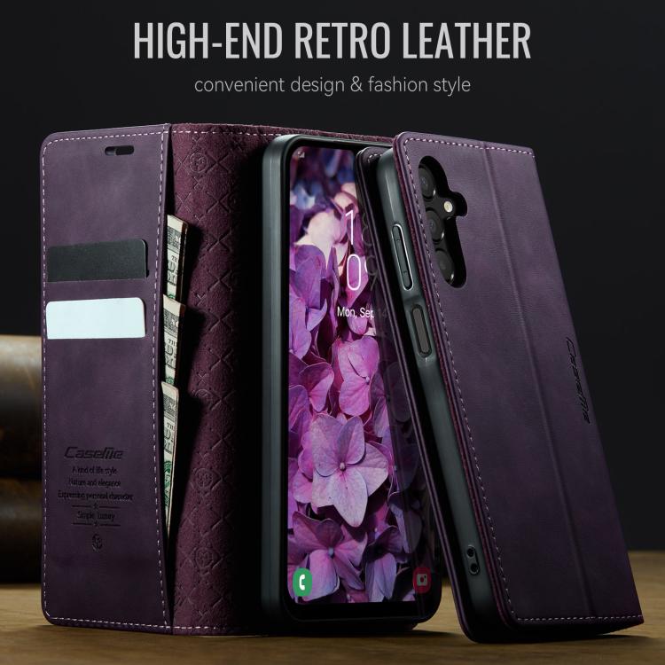 For Samsung Galaxy A15 CaseMe 033 Calf Leather Lining Microfibre RFID Blocking Phone Case
