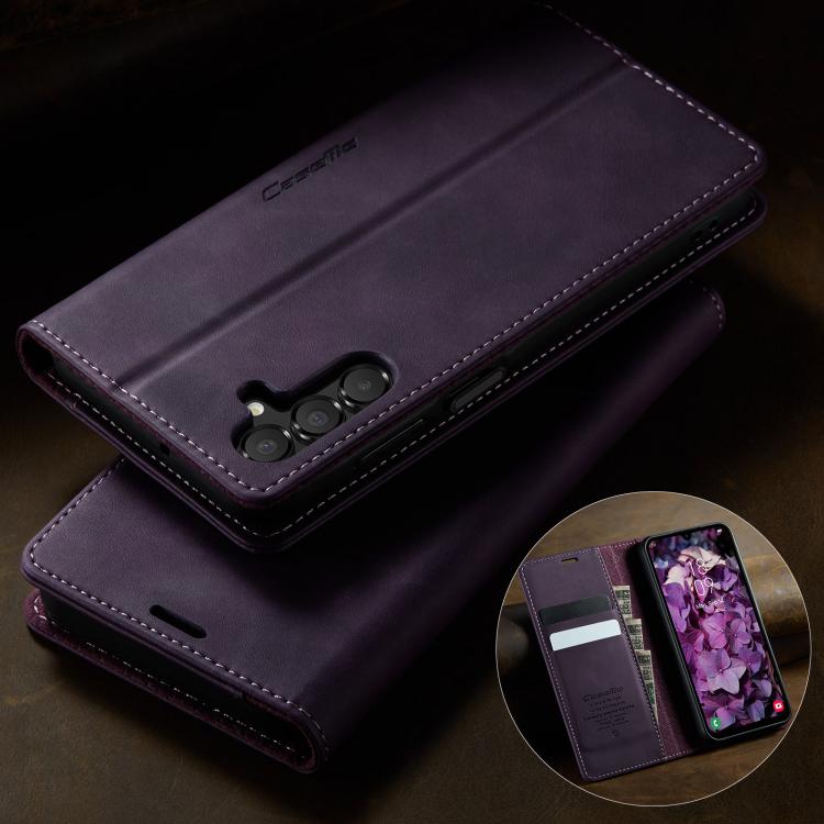 For Samsung Galaxy A15 CaseMe 033 Calf Leather Lining Microfibre RFID Blocking Phone Case