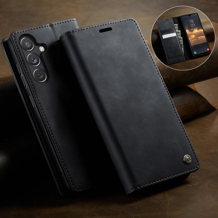 For Samsung Galaxy A24 4G CaseMe 033 Calf Leather Lining Microfibre RFID Blocking Phone Case