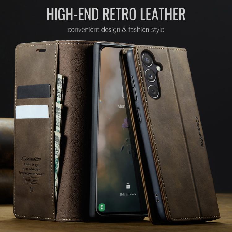 For Samsung Galaxy A24 4G CaseMe 033 Calf Leather Lining Microfibre RFID Blocking Phone Case