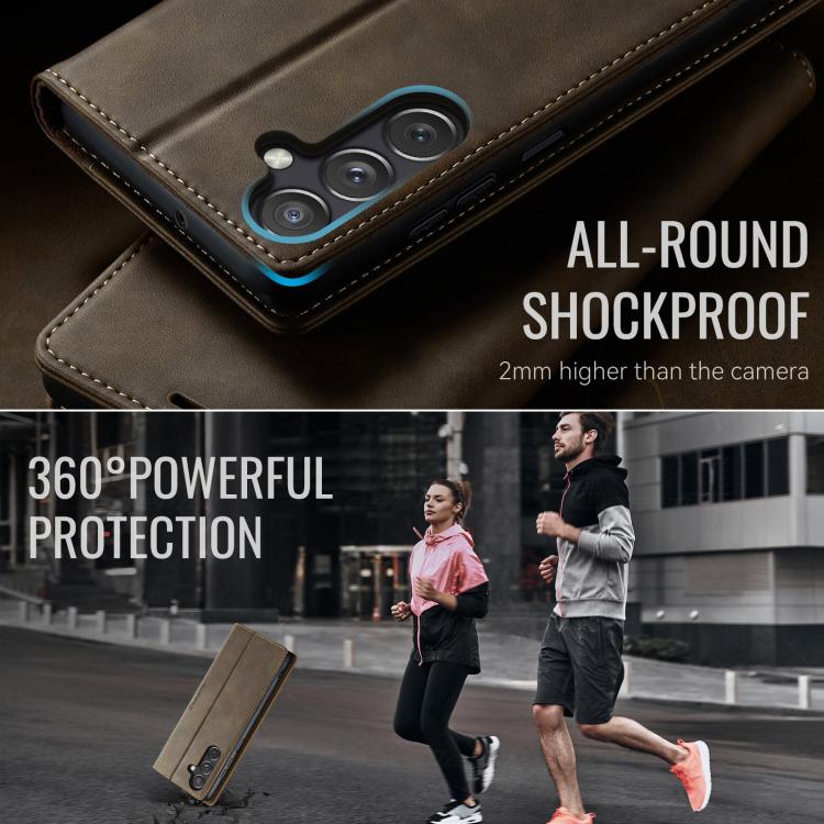 For Samsung Galaxy A24 4G CaseMe 033 Calf Leather Lining Microfibre RFID Blocking Phone Case